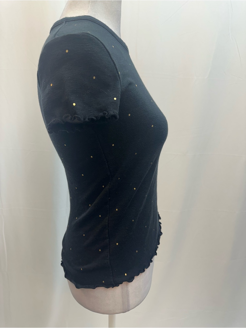 Madewell Black Short Sleeve Knit Top with Gold Dot Accents XS - Picture 2 of 3